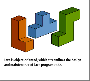  Java is object-oriented, which streamlines the design and maintenance of Java program code.  